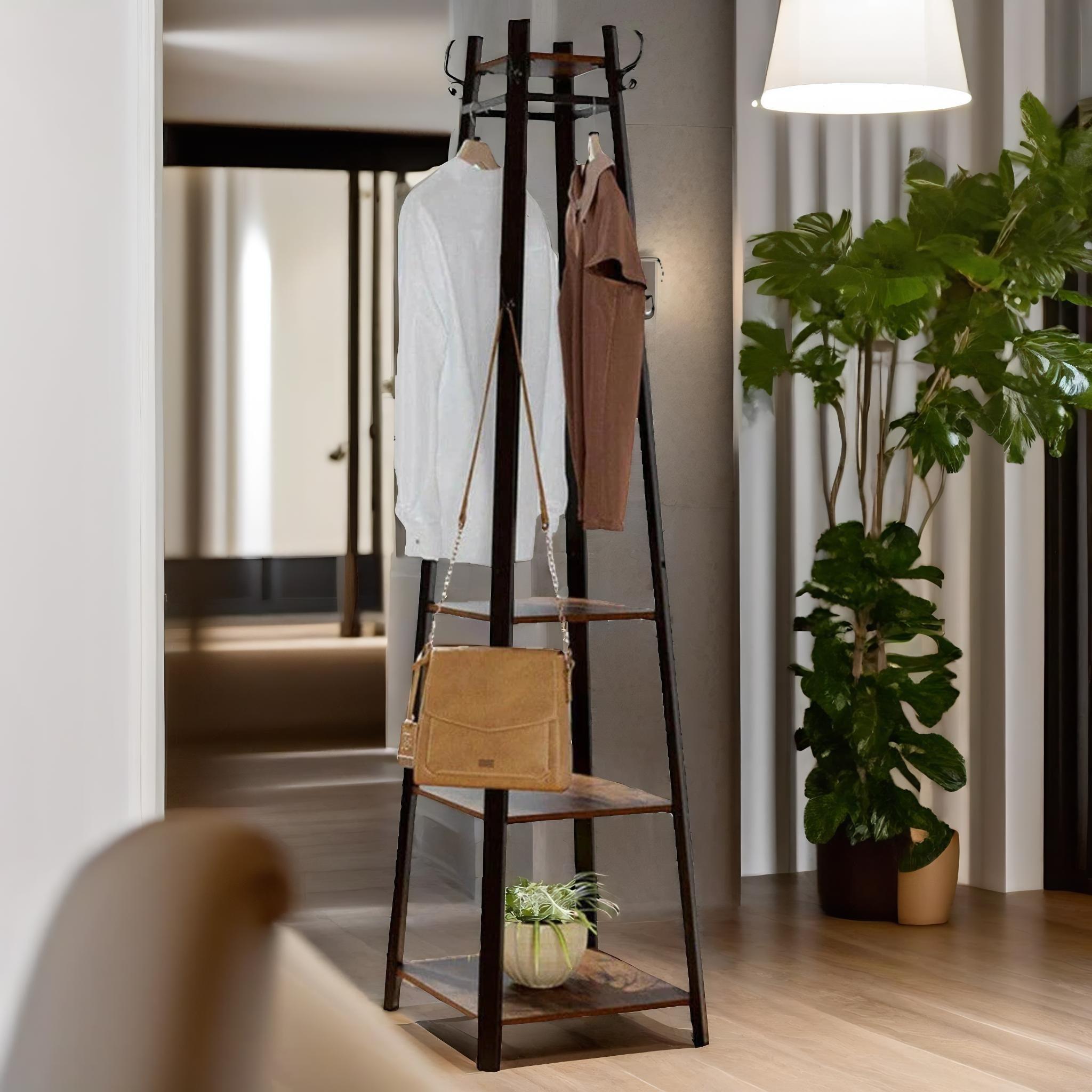 Industrial Coat Stand With 2 Shelves